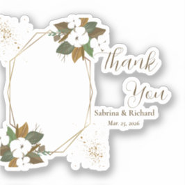 Moderne Braun und Creme floral Vielen Dank für Ihr Aufkleber