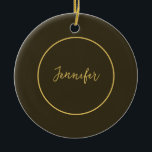 Moderne Braun- und Goldfarbkalligraphie Schlicht e Keramik Ornament<br><div class="desc">Sie können alle Informationen auf dieser Seite einfach durch Ihre eigenen Informationen ersetzen. Dafür müssen Sie nur die Personalisierungslinks auf der rechten Seite benutzen.</div>