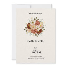 Moderne Braun- und Grüne Hochzeitseinladung