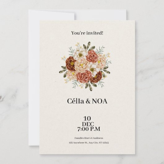 Moderne Braun- und Grüne Hochzeitseinladung Einladung (Vorderseite)