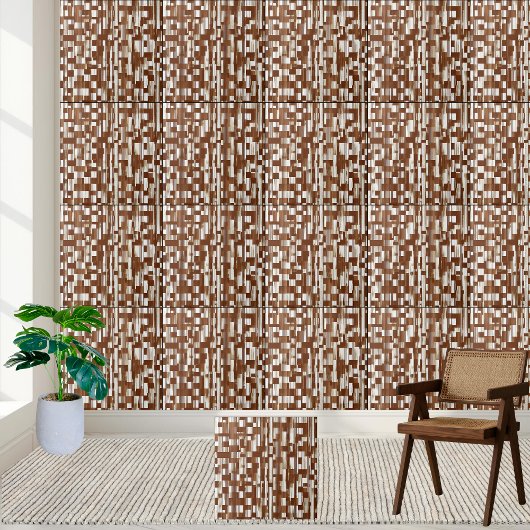 Moderne, braun und weiß geometrische, karierte Fli Fliese