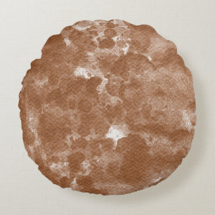 Moderne braune abstrakte Aquarellmuster Rundes Kissen