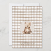 Moderne braune Arche Unser kleiner Bär 1. Geburtst Einladung (Rückseite)