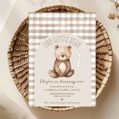 Moderne braune Arche Unser kleiner Bär 1. Geburtst Einladung