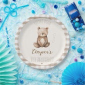 Moderne braune Arche Unser kleiner Bär 1. Geburtst Pappteller (Party)