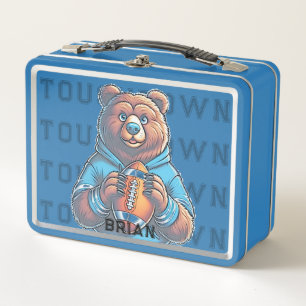 Moderne braune Bären-Fußball-Personalisierte Lunch Metall Brotdose