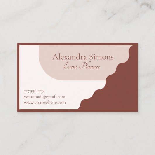 Moderne braune Beige Boho Retro-Visitenkarte Visitenkarte (Vorderseite)