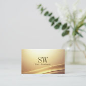 Moderne braune Beige-Curve-Dekoration mit Monogram Visitenkarte (Stehend Vorderseite)