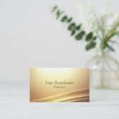 Moderne braune Beige-Curve-Dekoration mit QR-Code- Visitenkarte (Stehend Vorderseite)