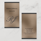 Moderne braune beige graue Monogram-Visitenkarte Visitenkarte (Vorne/Hinten)