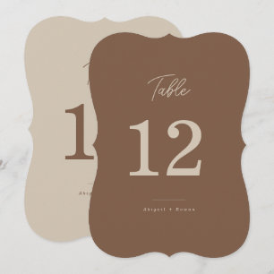Moderne braune beige zweifarbige Tischnummer
