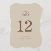 Moderne braune beige zweifarbige Tischnummer (Rückseite)
