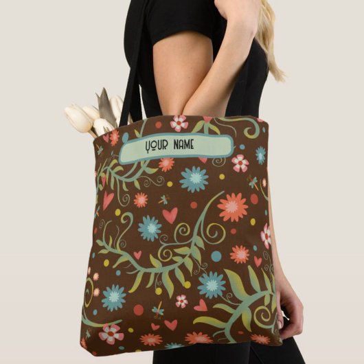 Moderne braune Blumenmuster Inspirivity Tasche