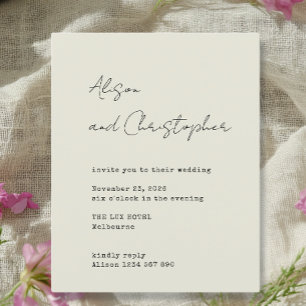 Moderne Braune Elegante Schrift Hochzeits Einladun