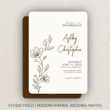 Moderne braune Foliage Kontur All-in-One Hochzeit