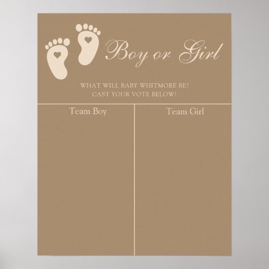 Moderne braune Fußabdrücke Geschlechtsvorhersage Poster (Vorne)