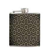 Moderne braune geometrische Muster-Vinyl-Flasche Flachmann (Vorderseite)