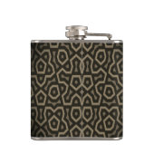 Moderne braune geometrische Muster-Vinyl-Flasche Flachmann (Rückseite)