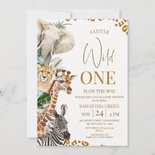 Moderne braune Gepard-Safari-Wild-One-Baby-Party Einladung
