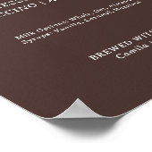 Moderne Braune Hochzeits-Cafebar Poster (Ecke)