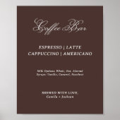 Moderne Braune Hochzeits-Cafebar Poster (Vorne)