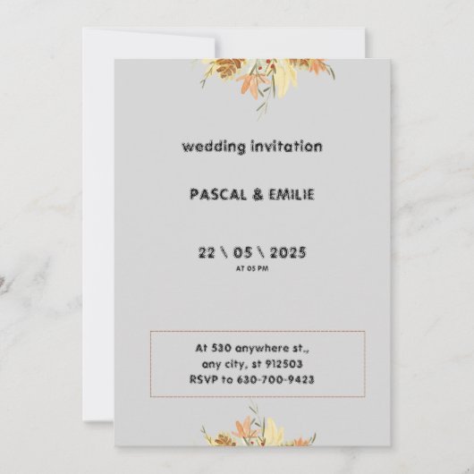 Moderne braune Hochzeitseinladung Einladung (Vorderseite)