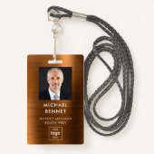 Moderne braune Imitate - Metallic Corporate Foto I Ausweis (Vorderseite mit Schlüsselband)