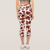 Moderne braune Kuh Spots Print Cowgirl Capri Leggings (Rückseite)