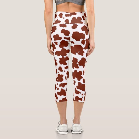 Moderne braune Kuh Spots Print Cowgirl Capri Leggings (Rückseite)