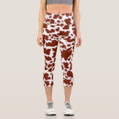 Moderne braune Kuh Spots Print Cowgirl Capri Leggings (Vorderseite)