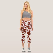 Moderne braune Kuh Spots Print Cowgirl Capri Leggings (Vorderseite)