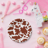 Moderne braune Kuhhaut Textur Tierdruck Pappteller (Party)