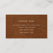 Moderne braune Leder Minimale Visitenkarte (Rückseite)