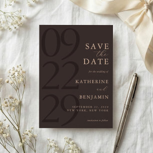 Moderne Braune Minimalistische Hochzeit Save The Date