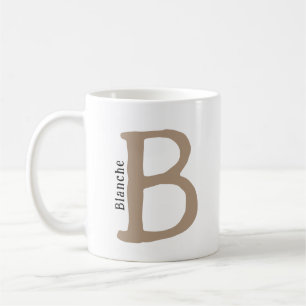 Moderne braune Mit Monogramm Erstklassigkeit & Nam Kaffeetasse
