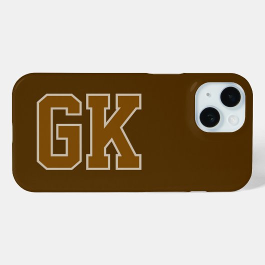 Moderne braune Monogramm-Initialen Case-Mate iPhone Hülle (Rückseite (Horizontal))