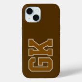 Moderne braune Monogramm-Initialen Case-Mate iPhone Hülle (Rückseite)