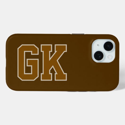Moderne braune Monogramm-Initialen Case-Mate iPhone Hülle (Rückseite (Horizontal))