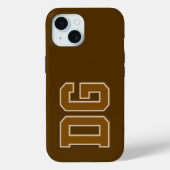 Moderne braune Monogramm-Initialen Case-Mate iPhone Hülle (Rückseite)