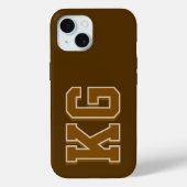 Moderne braune Monogramm-Initialen Case-Mate iPhone Hülle (Rückseite)