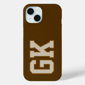 Moderne braune Monogramm-Initialen Case-Mate iPhone Hülle (Rückseite)