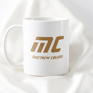 Moderne braune Monogramm-Name fett für ihn Kaffeetasse