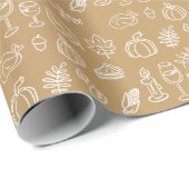 Moderne braune Niedlich Doodle-Muster Fall Ernteda Geschenkpapier (Rolleneckpunkt)