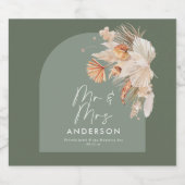 Moderne braune Pampasgras Mr. & Mrs. Alkoholflaschenetikett (Einzelnes Label)