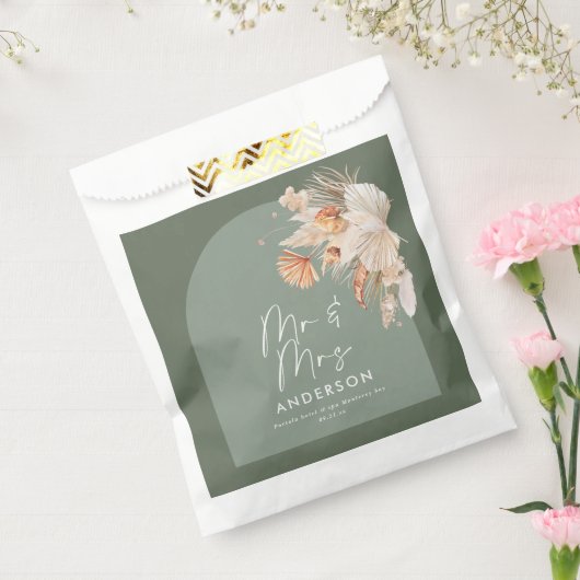 Moderne braune Pampasgras Mr. & Mrs. Geschenktütchen (Versiegelt)