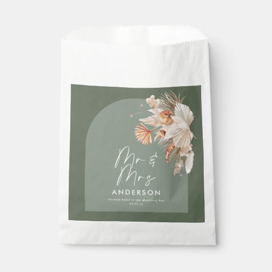 Moderne braune Pampasgras Mr. & Mrs. Geschenktütchen (Vorderseite)