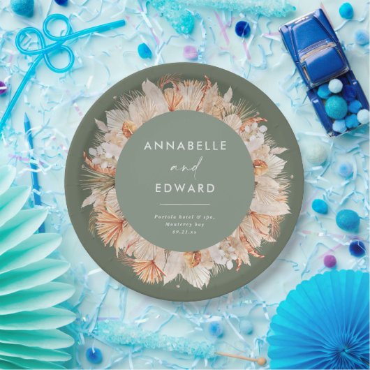 Moderne braune Pampasgras Mr. & Mrs. Pappteller (Party)