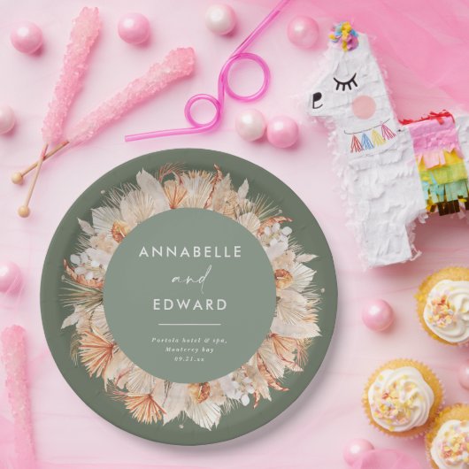 Moderne braune Pampasgras Mr. & Mrs. Pappteller (Party)