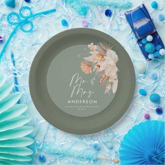 Moderne braune Pampasgras Mr. & Mrs. Pappteller (Party)