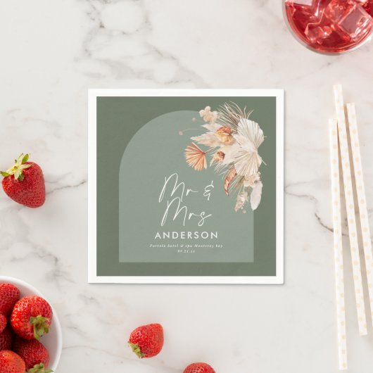 Moderne braune Pampasgras Mr. & Mrs. Serviette (Beispiel)